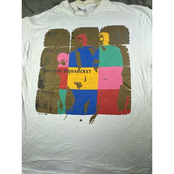 Vintage U2 Zoo Tv Outside Broadcast T-Shirt Extra Large White 1992 Rock Band 90s - Picture 2 of 16